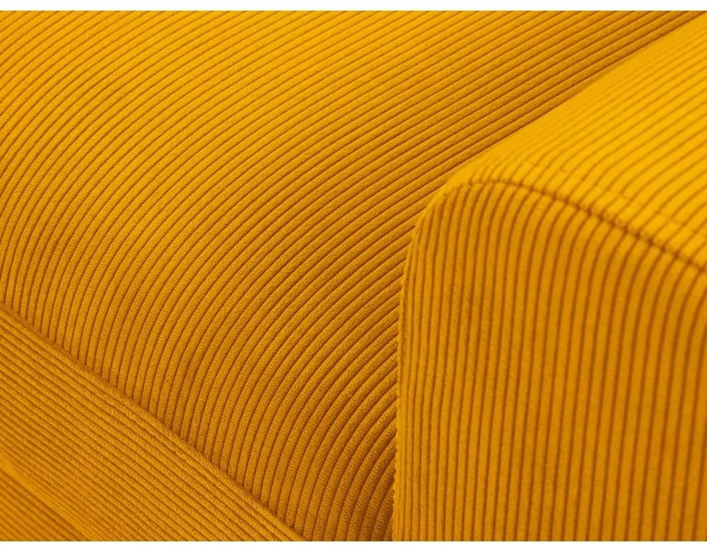 Colțar galben muștar extensibil, cu spațiu de depozitare cu tapițerie din catifea reiată (cu colț pe partea stângă, cu șezlong) Kyoto – Cosmopolitan Design