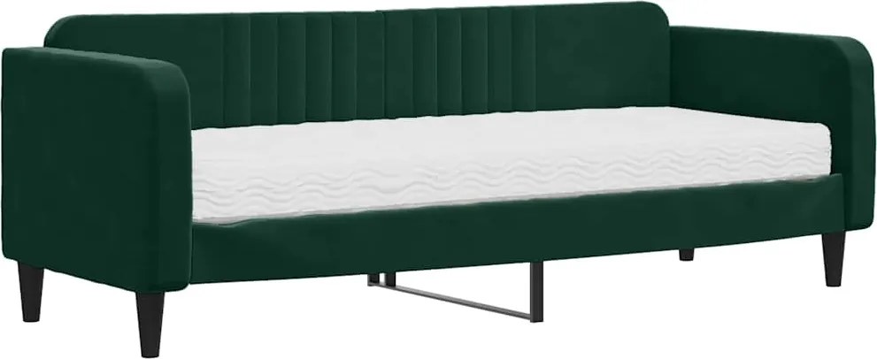 vidaXL Pat de zi cu saltea, verde închis, 80x200 cm, catifea