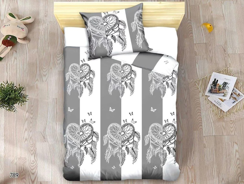 Lenjerie de pat din microfibra TIRSO gri-alb Dimensiune lenjerie de pat: 70 x 90 cm | 140 x 220 cm