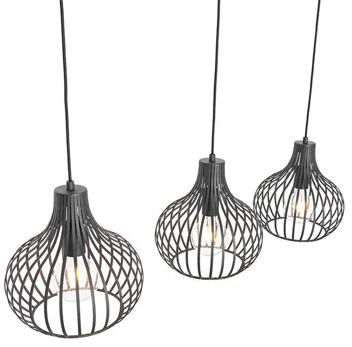 Lampă modernă suspendată neagră 3 lumini - Saffira