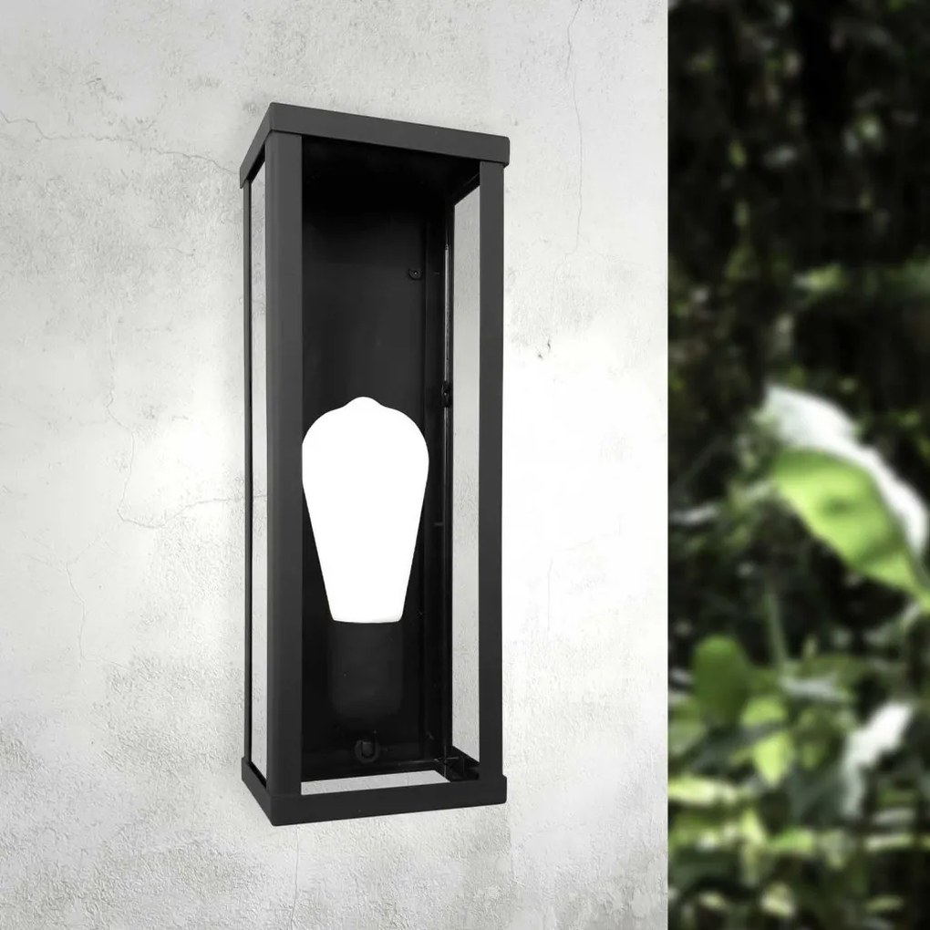Aplica de perete exterior din otel negru Lantern