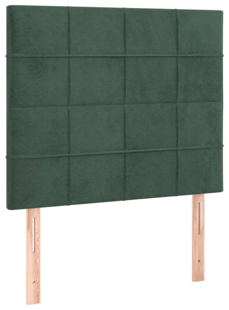Cadru de pat cu tablie, verde inchis, 100x200 cm, catifea Verde inchis, 100 x 200 cm, Cu blocuri patrate
