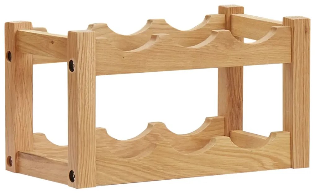 289201 vidaXL Suport 6 sticle de vin, 37 x 21 x 21, lemn masiv de stejar