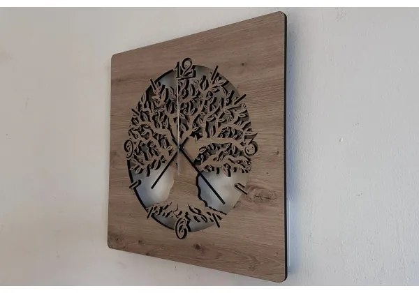 Li-Go 23537/DUB2 - Ceas LED reglabil, LED/10W/5V, 20000 mAh, 42x42 cm, stejar + telecomandă