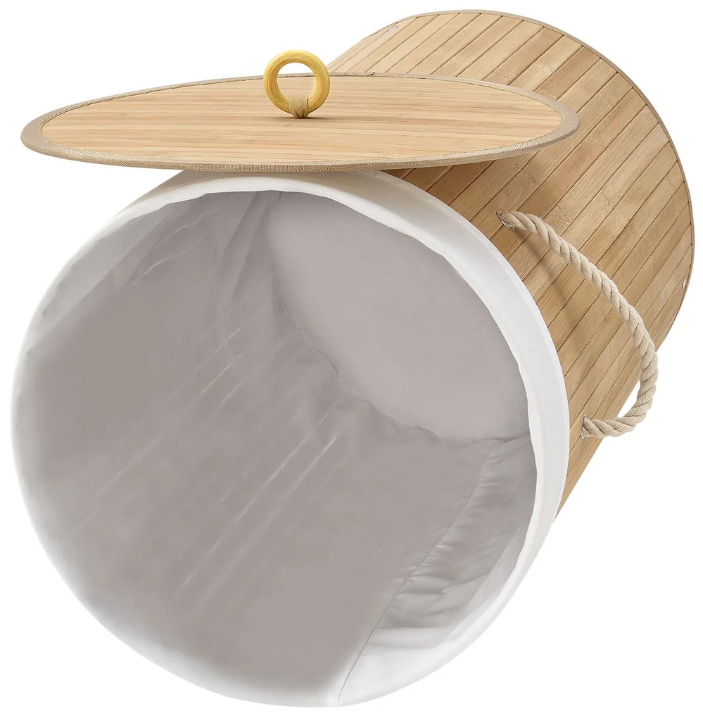 Juskys Coș de rufe din bambus Curly Round - natural
