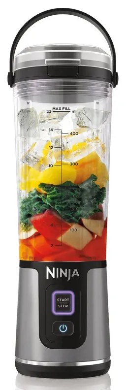 Blender portabil Ninja Blast BC151EUBK, 7.4W, 530 ml, 6 lame otel, Zdrobire gheata, Pana la 10 cicluri, Fara BPA, USB-C, Negru