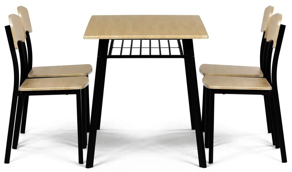 Set de masă Industrial cu 4 scaune, 110 x 70 x 76cm, maro