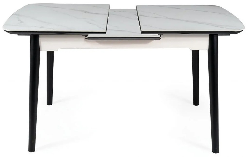 Masa extensibila Apollo Ceramica marmura alba/negru mat - L120-160 cm