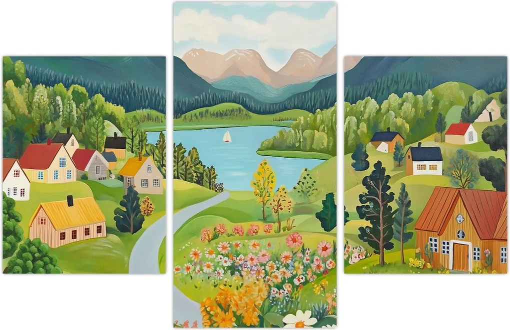 Tablou - Sat în Munți (90x60 cm)