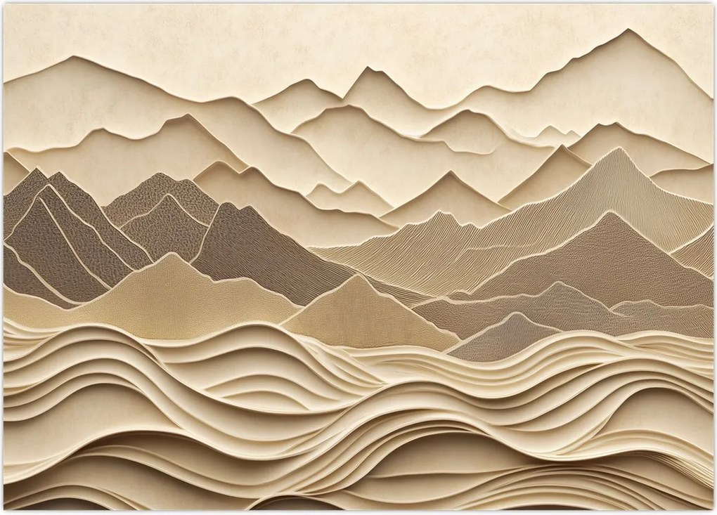 Tablou pe sticlă - Linii Montane 3D (70x50 cm)