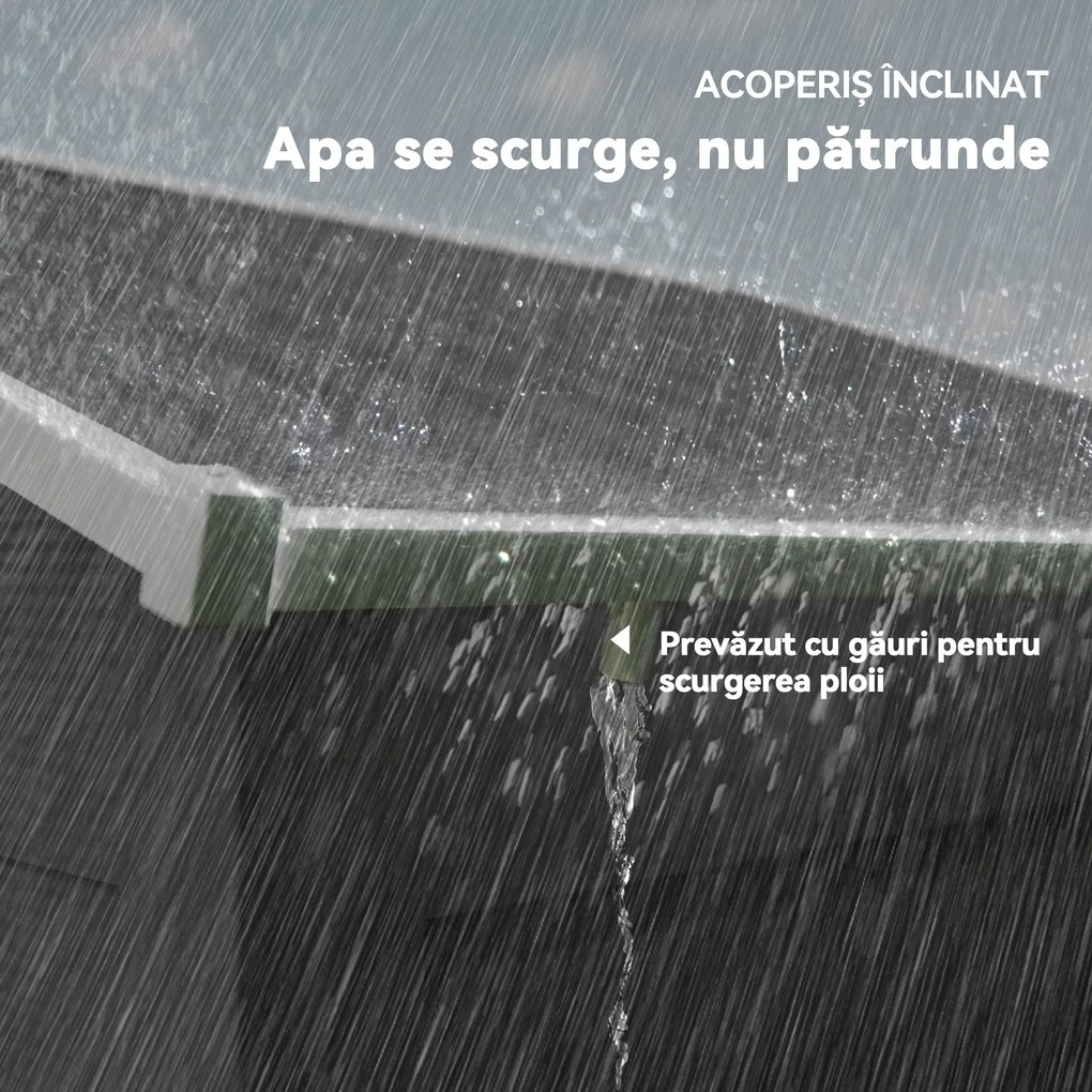 Outsunny Magazie de Gradina, Suport pentru Unelte din Otel cu Usi Glisante si Orificii de Aerisire, 196x236x208 cm, Maro | Aosom Romania