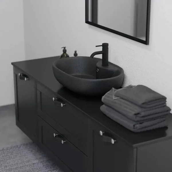 BATH DELUXE 06-060-08-02-00 - Lavoar pentru blat TROMSO, 59,5 x 41 cm, ceramică/negru
