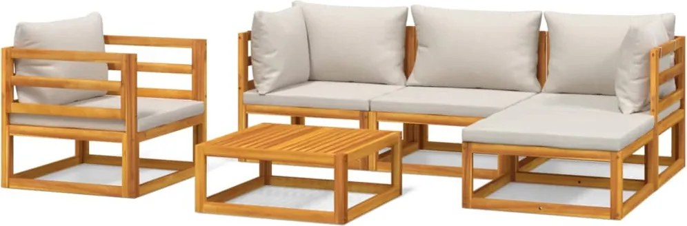 vidaXL Set mobilier grădină, perne gri deschis, 6 piese, lemn masiv