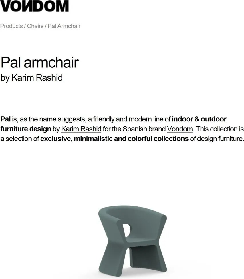 Scaun / Fotoliu de exterior / interior design modern premium PAL ARMCHAIR 51005 Vondom