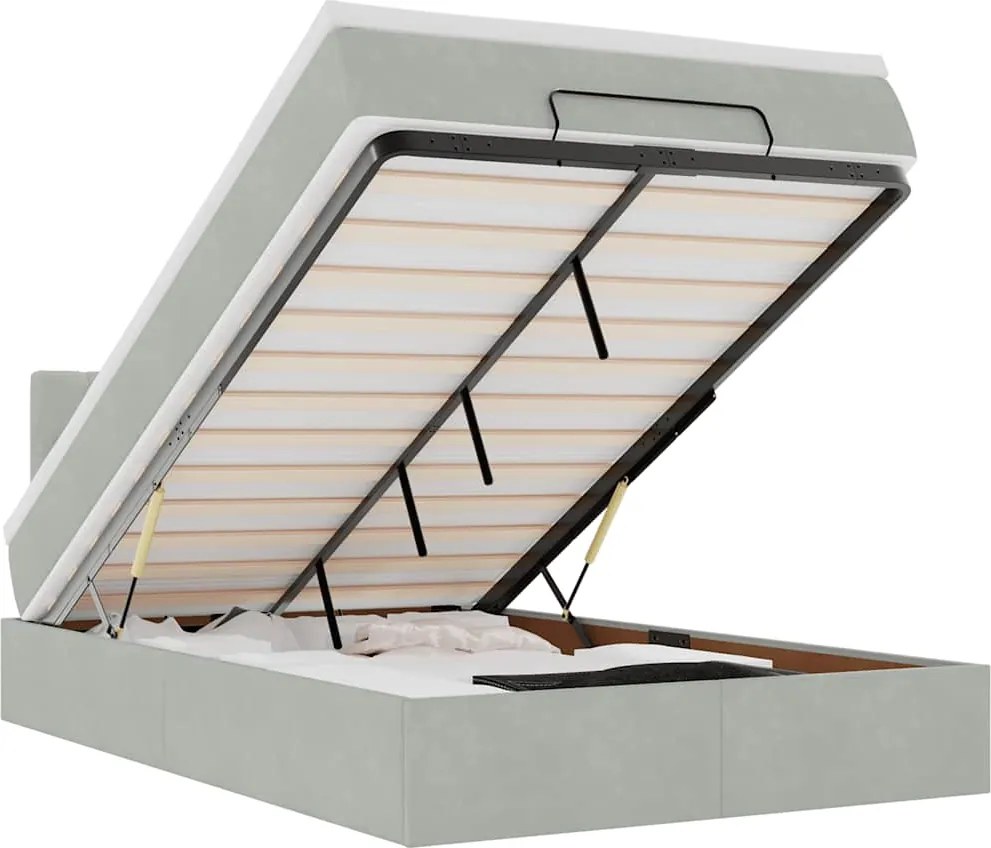 vidaXL Pat otoman cu saltea Gri deschis 120x190 cm catifea