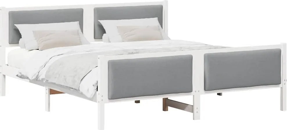 vidaXL Cadru de pat cu headboard Gri deschis 180 x 200 cm țesătură