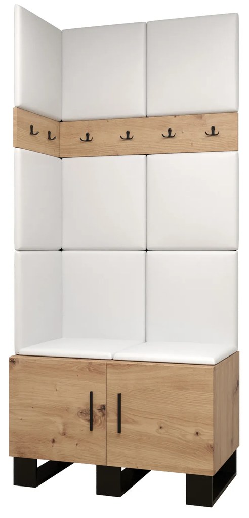 Set mobilier pentru hol Amanda 11 (Stejar artisan + Alb). 1085954