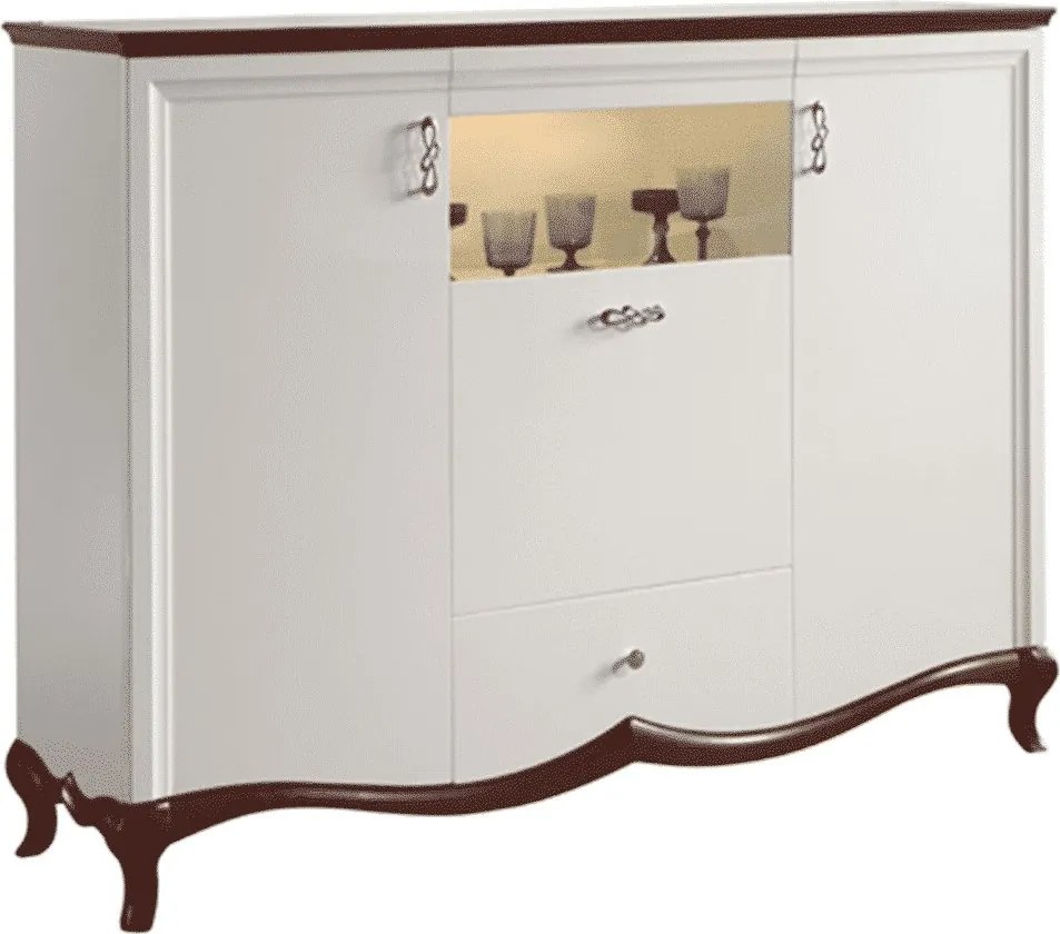 Bufet lemn masiv nuc Milan II Alb-, 164,2 × 46,5 × 123 cm