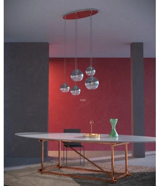 Lustră pe cablu Redo 01-2079 BOWL 5xE27/42W/230V fumuriu