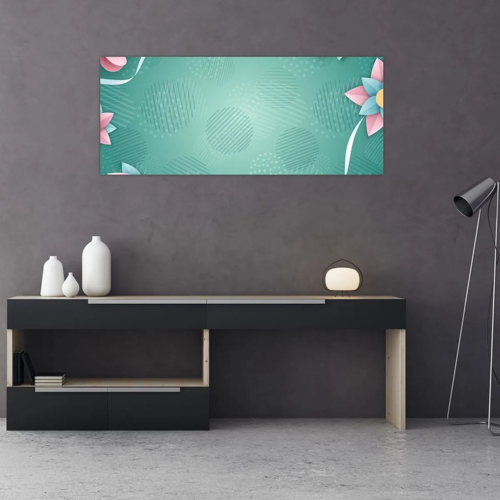 Tablou - Cercuri cu flori (120x50 cm)