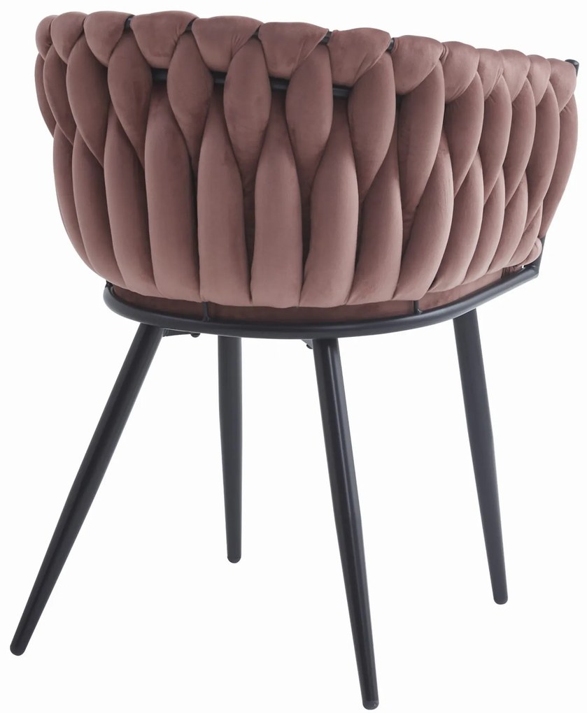 Scaun de sufragerie ORION VELVET roz inchis cu picioare negre