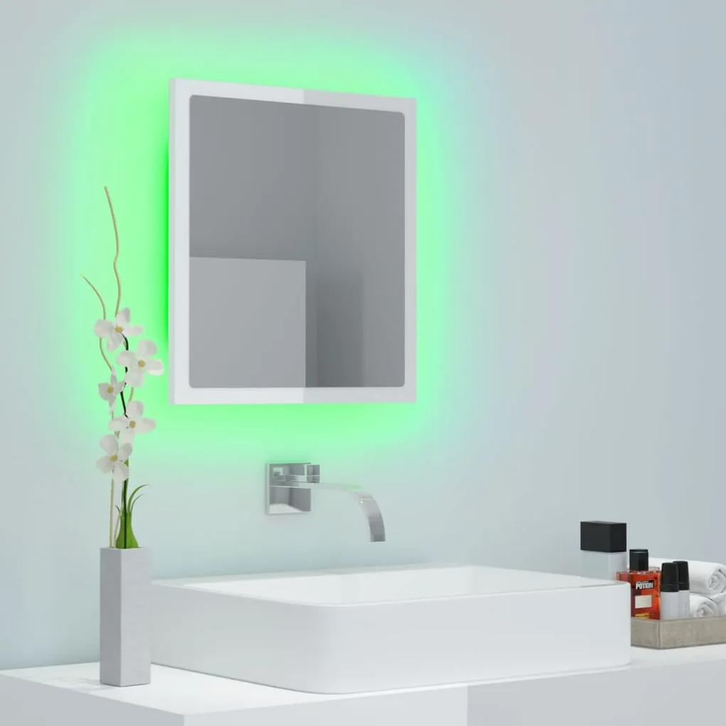 Oglindă de baie cu led, alb extralucios, 40x8,5x37 cm, pal