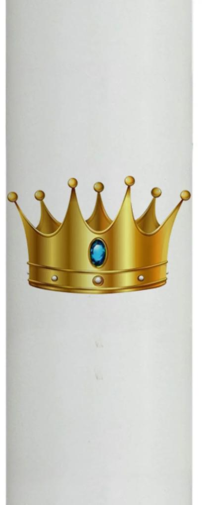 Lumanare Botez Coroana cu albastru 7 cm, 35 cm