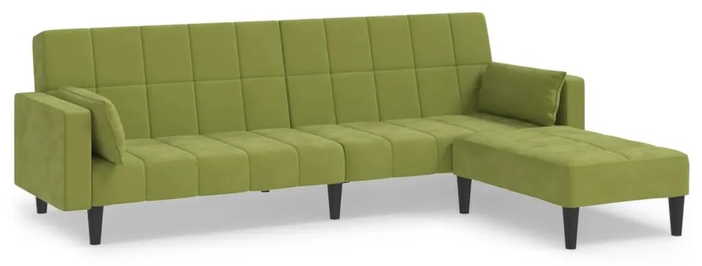 3080700 vidaXL Canapea extensibilă 2 locuri 2 perne/taburet verde catifea