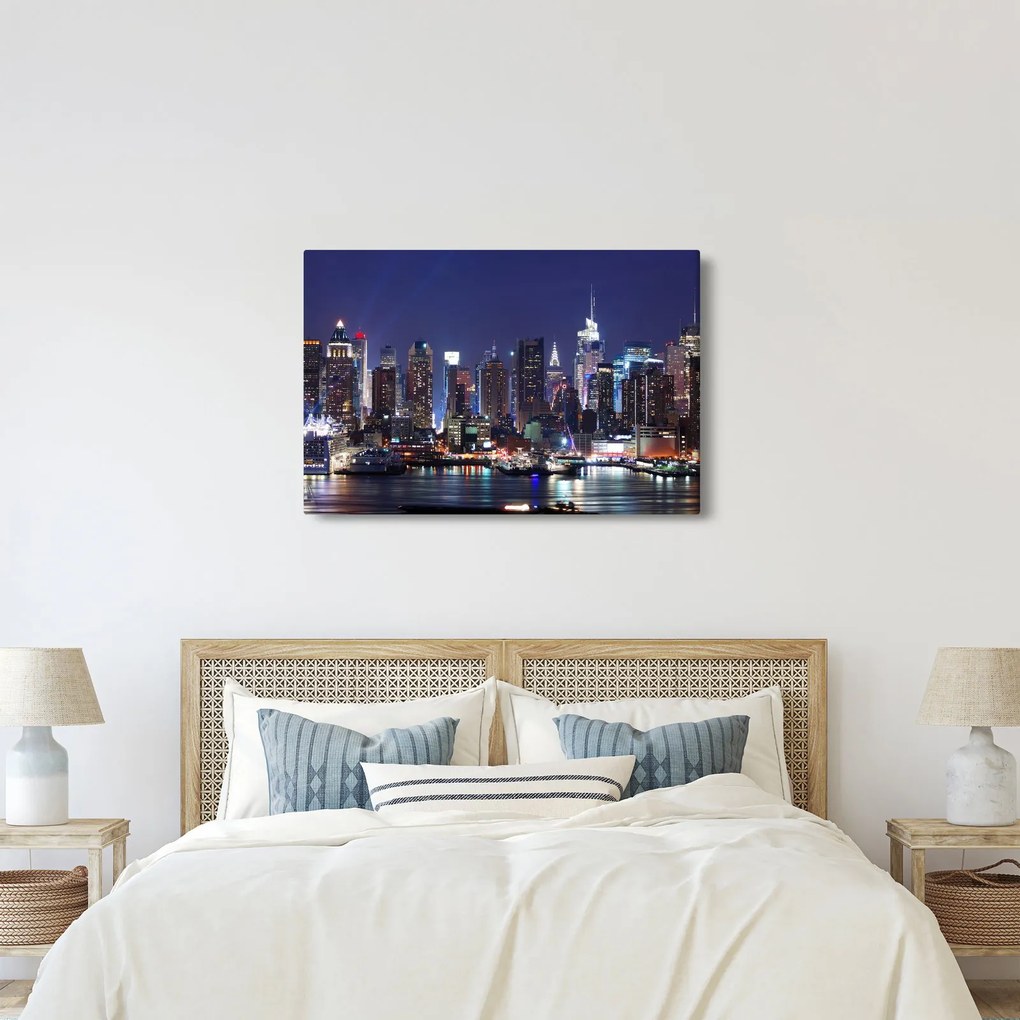 Tablou - Zgârie-nori din New York iluminate (90x60 cm)