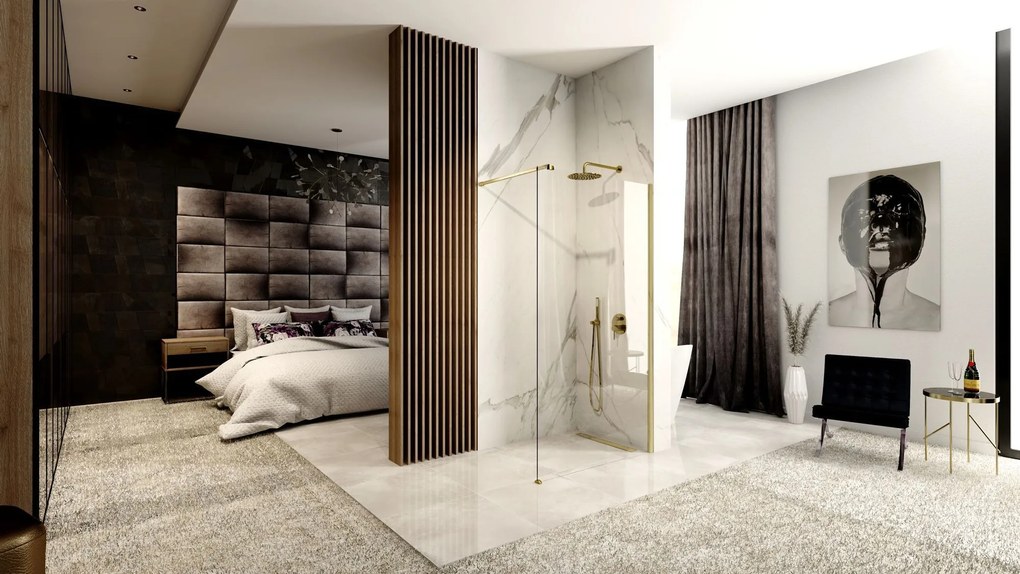 Paravan de dus Rea Aero Gold Brush 110