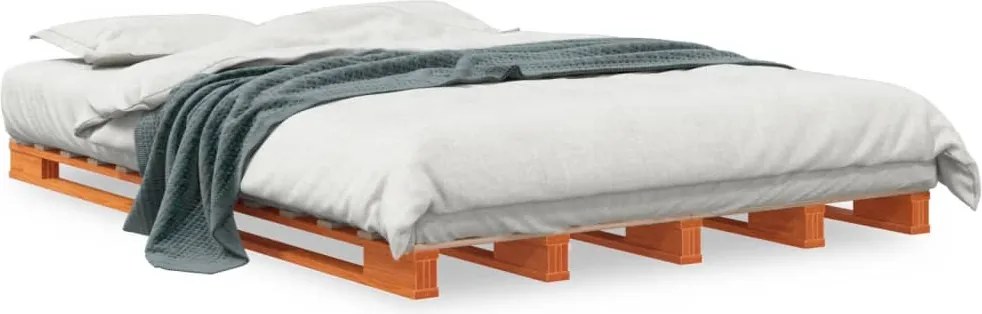 vidaXL Pat din paleți, maro ceruit, 140x200 cm, lemn masiv de pin