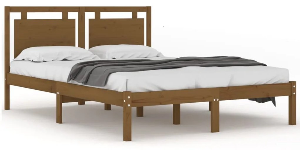3105538 vidaXL Cadru de pat, maro miere, 140x200 cm, lemn masiv