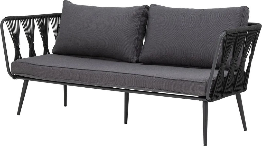 Canapea de exterior, neagra, din metal Pavone
