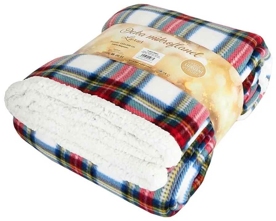 Patura din microplus, imitatie de miel BUFFALO TARTAN colorata Dimensiune: 150 x 200 cm