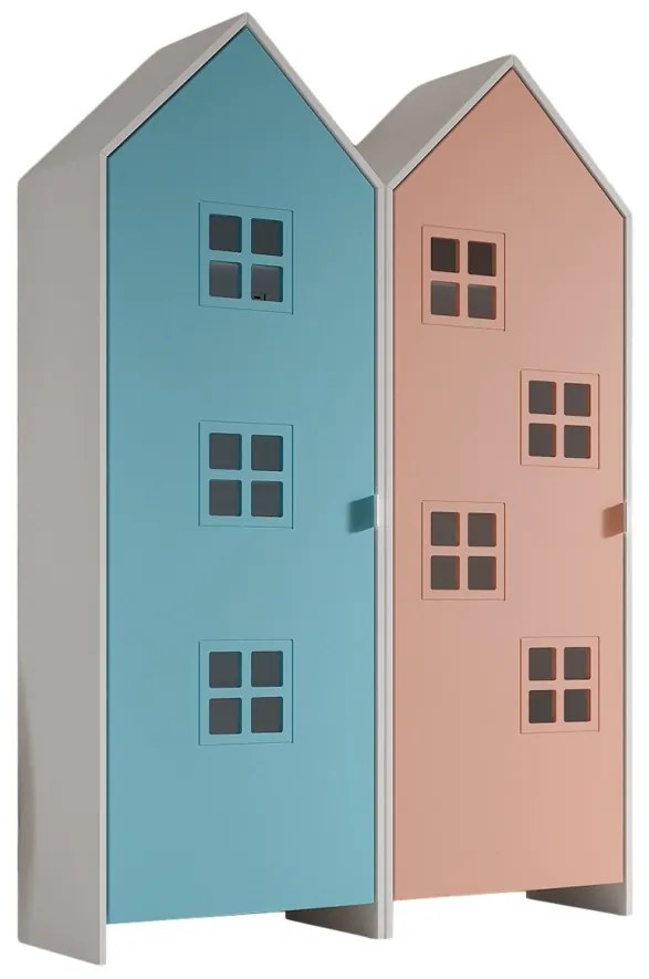 Set 2 Dulapuri pentru Copii Căsuță, Albastru și Roz, (MDF) – CASAMI BRUGES – Vipack
