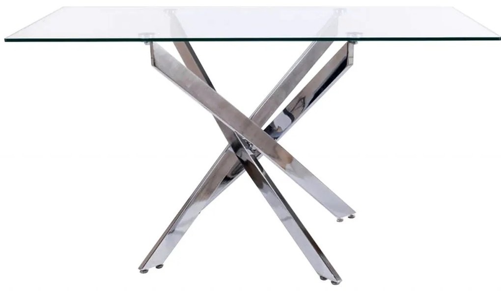 Masa dreptunghiulara Agis II transparent/argintiu L140xl80xh75 cm
