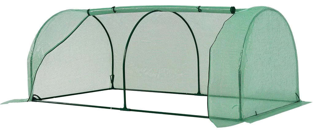 Outsunny Seră de grădină mini seră seră de roșii 2 x 1 x 0,8 m ușă cu fermoar folie PE cadru oțel verde | Aosom Romania