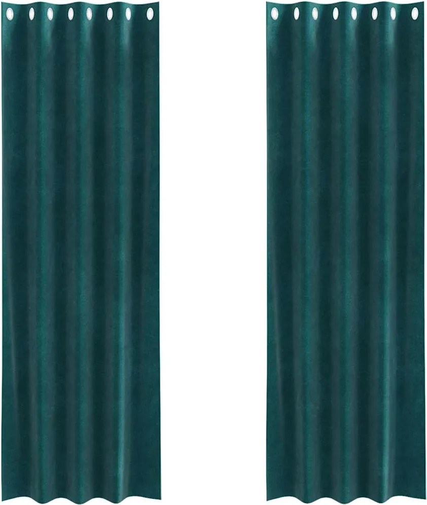 vidaXL Perdele opace 2 pcs Verde închis 140 x 225 cm Catifea