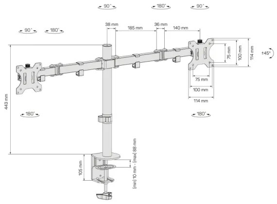 Suport universal pentru 2 monitoare CONNECT IT CMF-3203-BK 13-32” negru