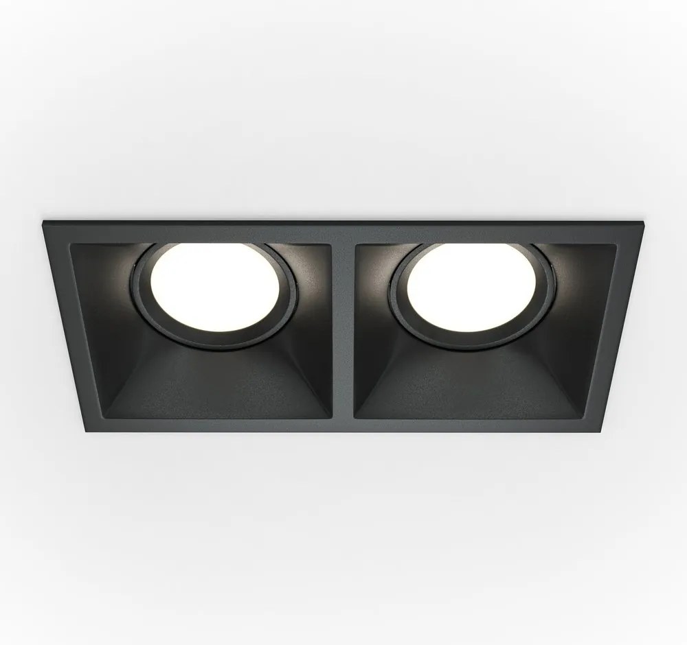 Corp incastrabil cu 2 spoturi directionabile design tehnic Dot negru