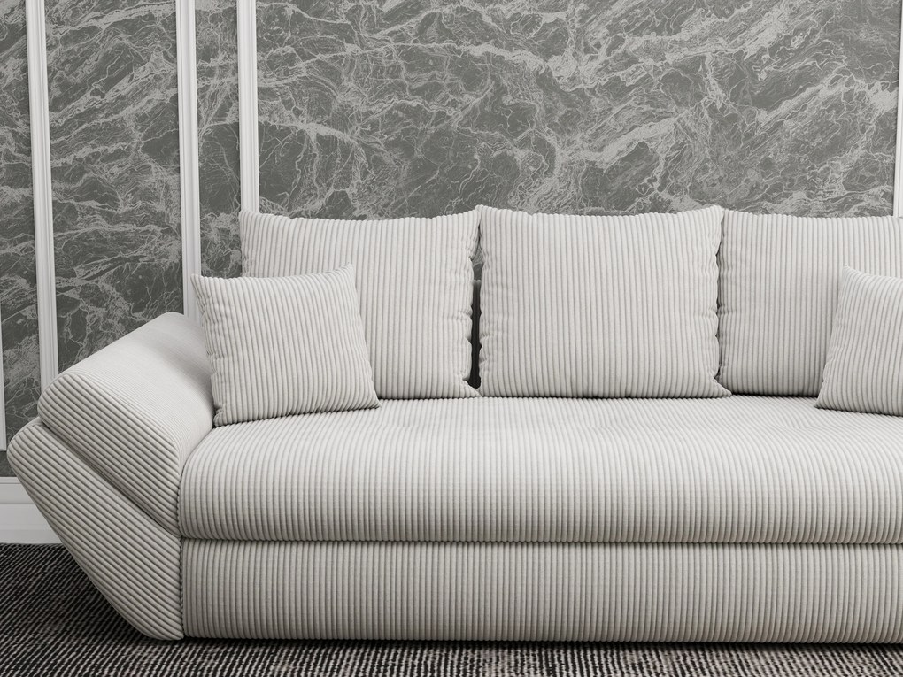 Canapea extensibilă dumonde cu ladă de depozitare si sezut confortabil din spuma high-density, Loana Zoom Cream 250x100 cm