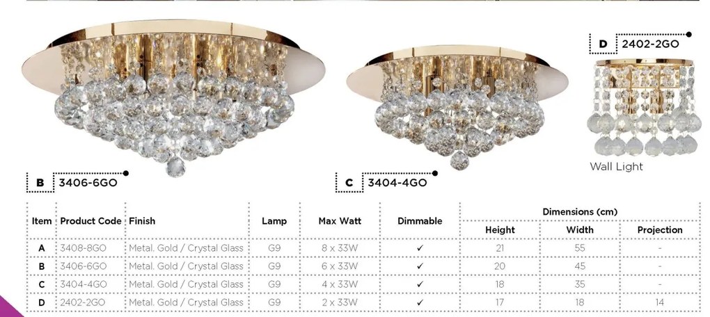 Lustra eleganta design modern Hanna gold 8L 3408-8GO SRT