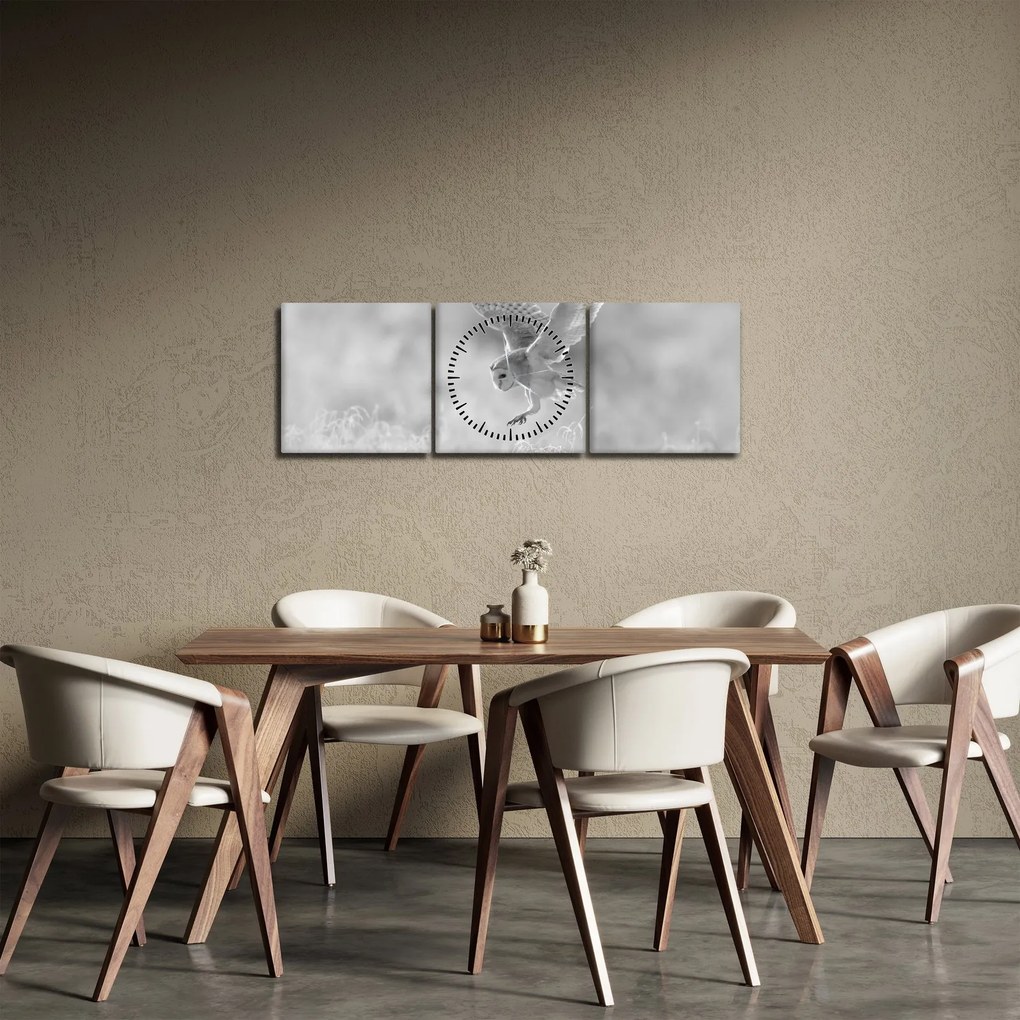 Tablou - Bufniță în câmp (cu ceas) (90x30 cm)