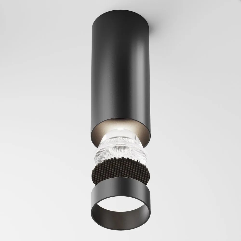 Plafoniera LED design tehnic Focus negru, 4000K