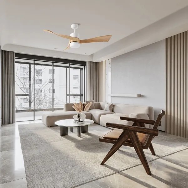 ZEVENTI - Ventilator de tavan LED NATURITO 18W/230V Wi‑Fi Tuya alb/stejar + telecomandă