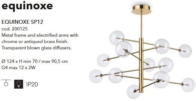 Candelabru design clasic EQUINOXE SP12 OTTONE, D-124cm 200125