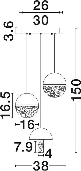 Lustra decorativa cu 3 pendule LED 2700K DORIN