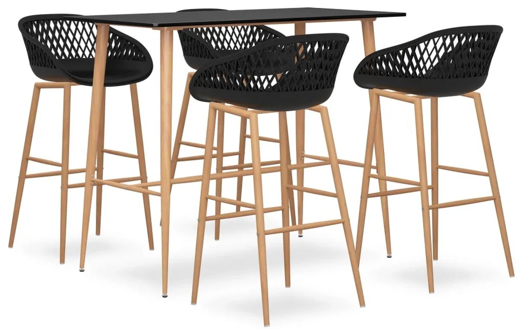 vidaXL Set mobilier de bar, 5 piese, negru