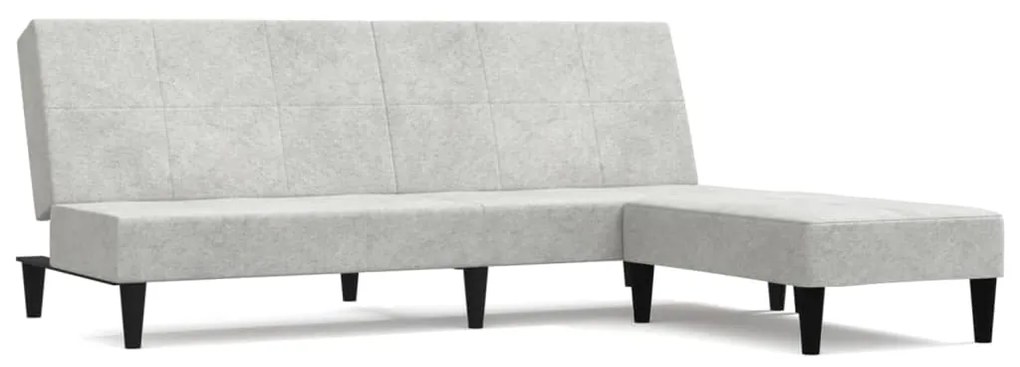 3121296 vidaXL Canapea extensibilă 2 locuri, taburet, gri deschis, microfibră