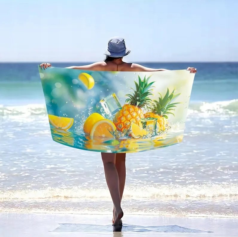 Prosop plaja LEMONADE 100x180 cm colorat, 100% microfibra